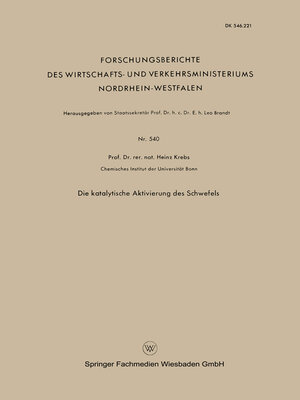 cover image of Die Katalytische Aktivierung des Schwefels
